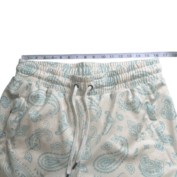 Maison Article Men's Paisley Lined Drawstring‎ Athletic Shorts Blue White Large - Picture 9 of 11